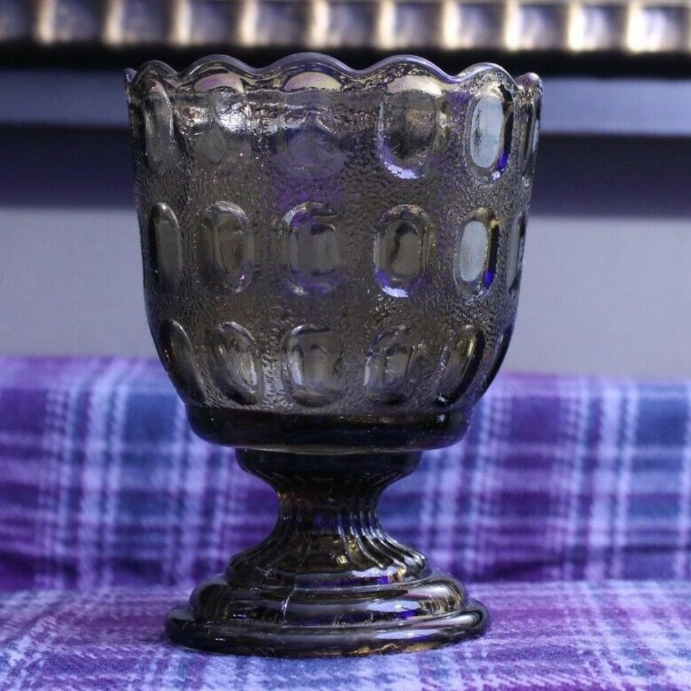 E O Brody Co Cleveland Ohio Brown Pressed Glass Pedestal Bowl